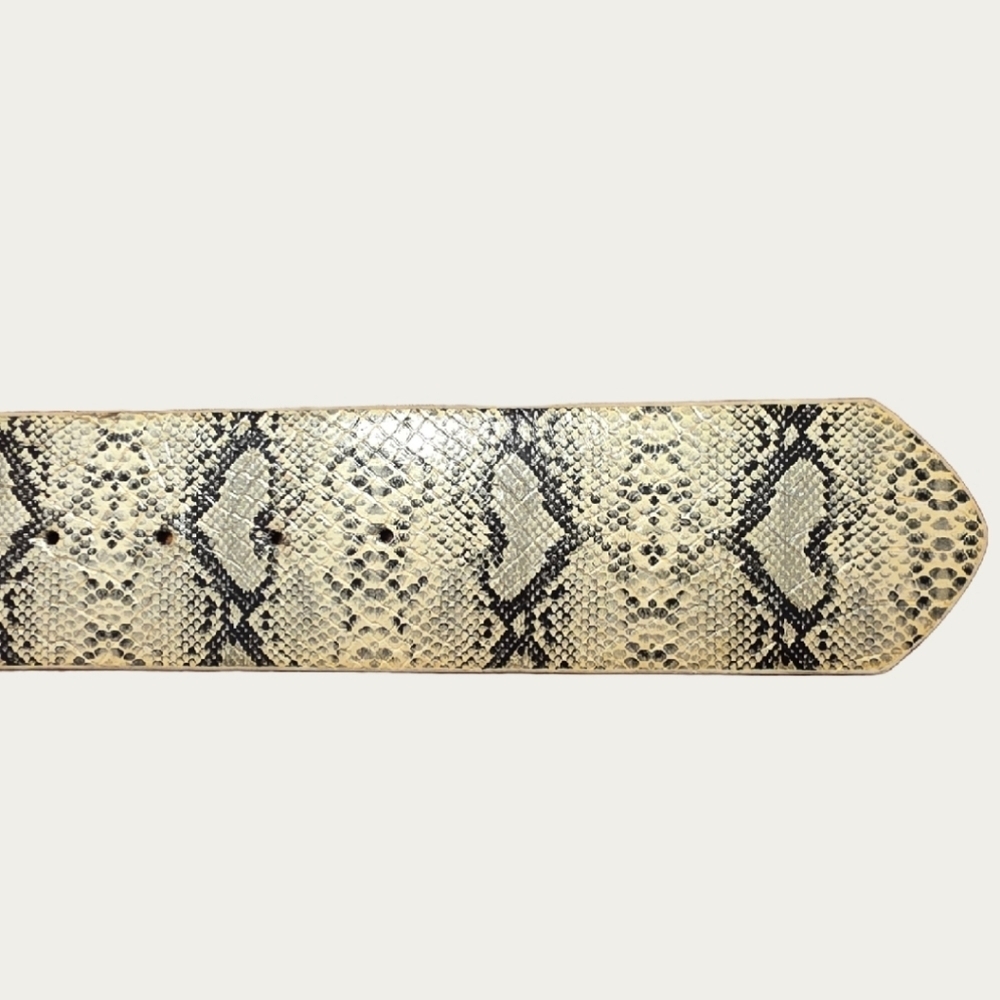 Vintage Vegan Maximalist Statement Piece Snakeskin Print Belt 27" - 31" - Picture 9 of 13